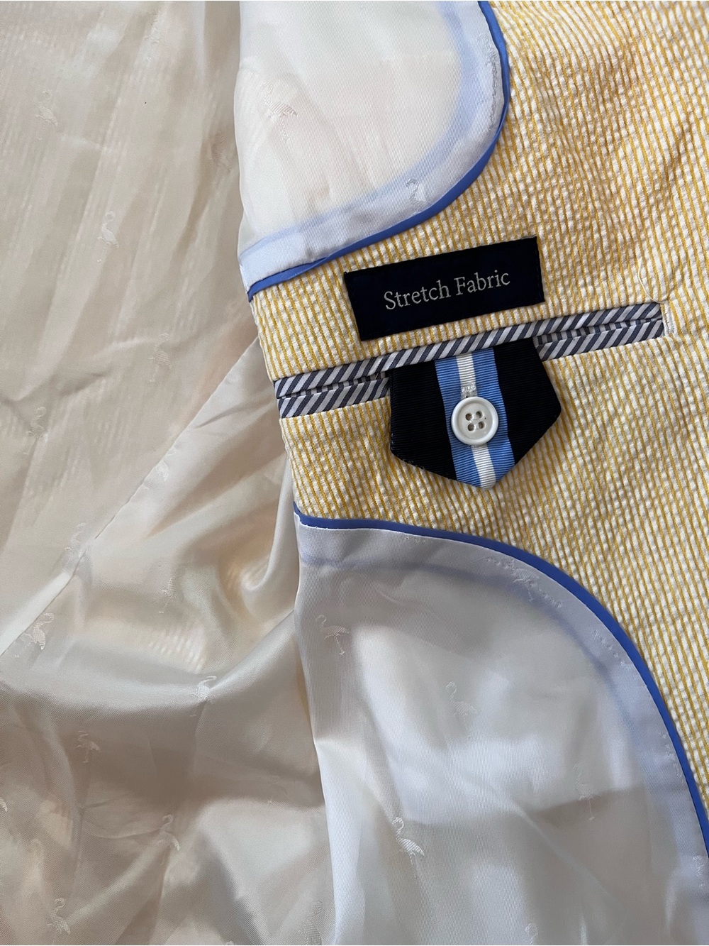 TailorByrd Yellow Seersucker Stretch Sport Coat Blazer Men’s 42L Like New - Picture 5 of 7